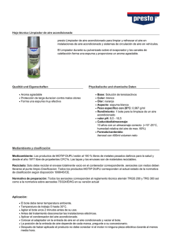 Hoja t&eacute;cnica Limpiador de aire acondicionado presto - Motip Dupli