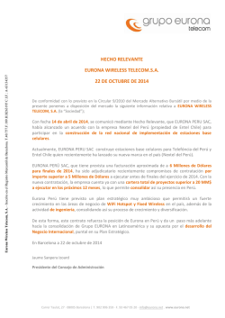 HECHO RELEVANTE EURONA WIRELESS TELECOM.S.A. 22 DE