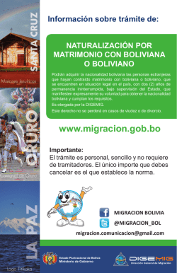 Naturalizaci&oacute;n por Matrimonio con Boliviana o Boliviano - Direcci&oacute;n