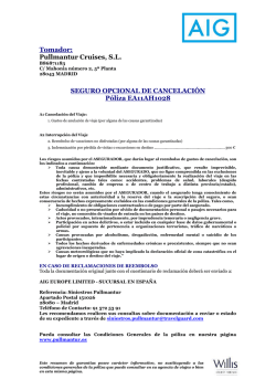 cobertura seguro incluido cruceros y vacacional - Pullmantur
