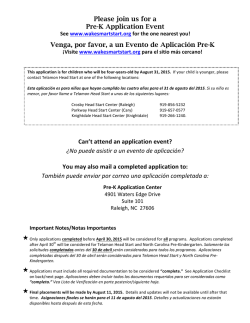 NC Pre-K App 2015.16 - Wake County Public School System