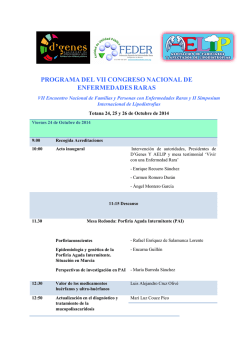 Programa del Congreso de Enfermedades Raras - Executive Sport