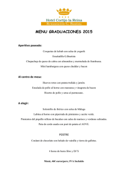 Men&uacute; Graduaciones - Hotel Cortijo La Reina