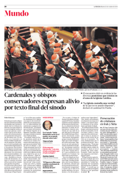 Cardenales y obispos conservadores expresan alivio - Papel Digital