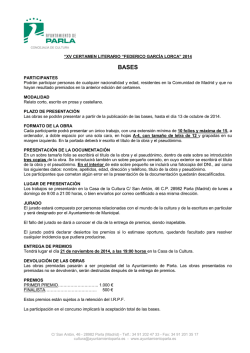 &ldquo;XV CERTAMEN LITERARIO &ldquo;FEDERICO GARC&Iacute;A LORCA&rdquo; 2014