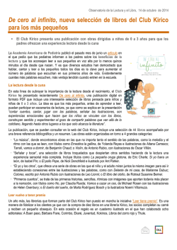 De cero al infinito, nueva selecci&oacute;n de libros del Club Kirico para los
