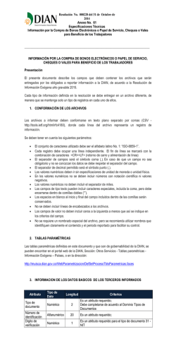 Anexo 61 Beneficiario de Bonos Electronicos CSV - Dian