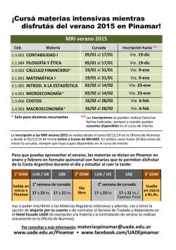 &iexcl;Curs&aacute; materias intensivas mientras disfrut&aacute;s del verano 2015 en