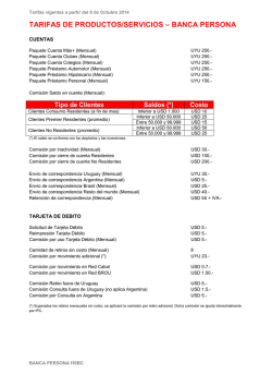 TARIFAS DE PRODUCTOS/SERVICIOS &ndash; BANCA PERSONA - HSBC