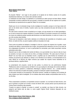 Maria Amparo Gomar Vidal T&iacute;tulo: Maries El proyecto - lrm cidii