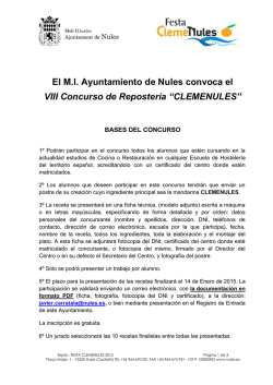 Bases del VIII Concurso de Reposteria Clemenules - Ayuntamiento