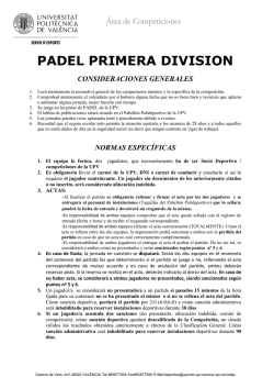 Norm.Tenis Masc.1&ordf; Div. - UPV