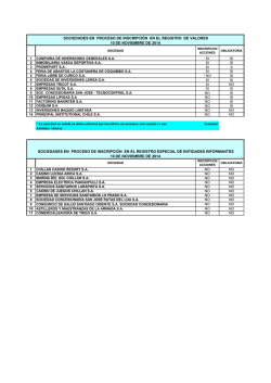 SOCIEDADES EN PROCESO DE INSCRIPCI&Oacute;N EN EL REGISTRO