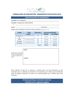 FORMULARIO DE INSCRIPCI&Oacute;N -SEMINARIOS - Travel Costa Rica
