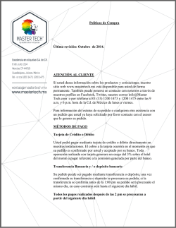 Pol&iacute;ticas de Compra &Uacute;ltima revisi&oacute;n: Octubre de - Mastertech.net