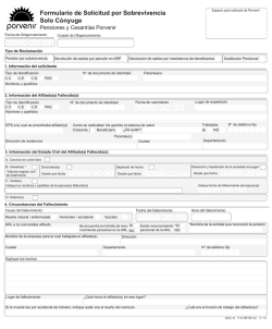 Formulario de Solicitud por Sobrevivencia Solo C&oacute;nyuge - Porvenir