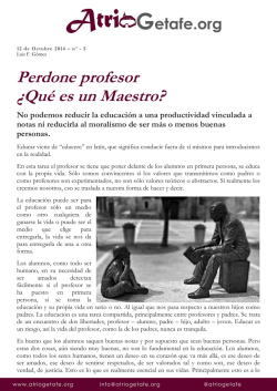 Perdone profesor &iquest;Qu&eacute; es un Maestro? - AtrioGetafe.org Atrio Getafe