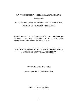 universidad polit&eacute;cnica salesiana &ldquo;la centralidad del joven pobre en