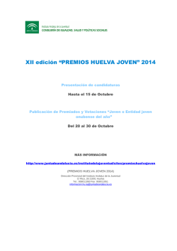 XII edici&oacute;n &ldquo;PREMIOS HUELVA JOVEN&rdquo; 2014