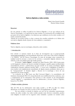 Nativos digitales y redes sociales Mar&iacute;a Luisa Garc&iacute;a - Derecom