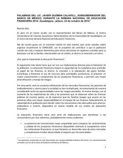 PALABRAS DEL LIC. JAVIER GUZM&Aacute;N - Banco de M&eacute;xico