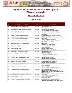 Relaci&oacute;n de Fechas de Examen Para Optar el T&iacute;tulo de Abogado