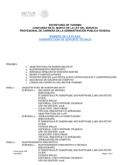 subdirector(a) de soporte t&eacute;cnico - Secretar&iacute;a de Turismo :: Inicio