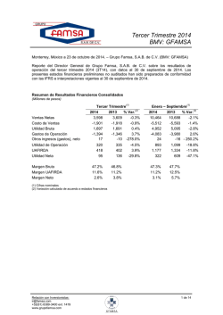 Tercer Trimestre 2014 BMV: GFAMSA - Grupo Famsa
