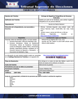 Nombre del Tr&aacute;mite: Entrega de Negativos Fotogr&aacute;ficos de
