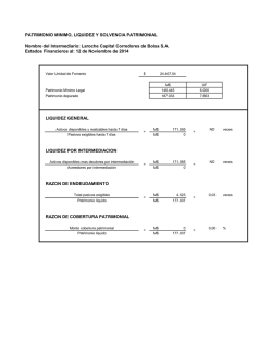 PATRIMONIO MINIMO, LIQUIDEZ Y SOLVENCIA - Laroche Capital