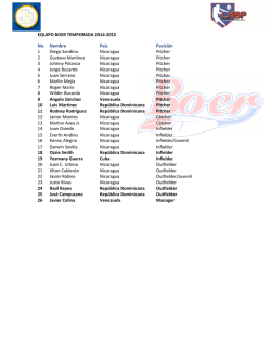EQUIPO BOER TEMPORADA 2014 No. Nombre Pa&iacute;s 1 Diego