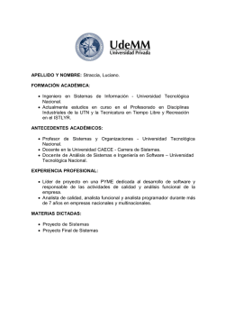 APELLIDO Y NOMBRE: Straccia, Luciano. FORMACI&Oacute;N