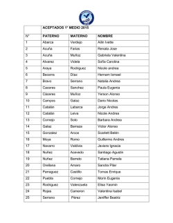ACEPTADOS 1&deg; MEDIO 2015 N&deg; PATERNO MATERNO NOMBRE 1