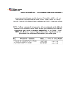 No. APELLIDOS Y NOMBRE C&Eacute;DULA HORA DE - MAGAP