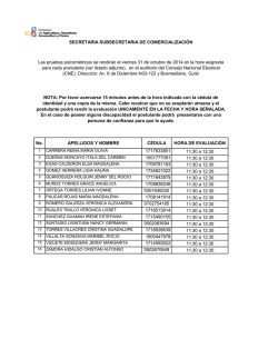 No. APELLIDOS Y NOMBRE C&Eacute;DULA HORA DE - MAGAP