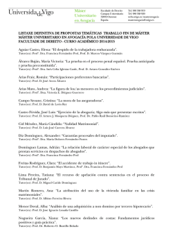 TRIBUNAL AVALIADOR DOS TRABALLOS FIN DE - Presentaci&oacute;n