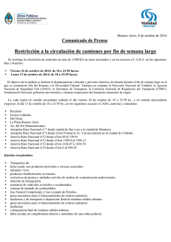 Restricci&oacute;n a la circulaci&oacute;n de camiones por fin de semana largo