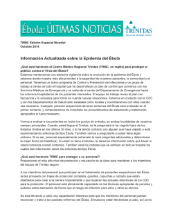 Informaci&oacute;n Actualizada sobre la Epidemia del - Trinitas Hospital