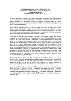 (A) Homil&iacute;a del P. Carles M. Gri, monje de Montserrat 19 de octubre