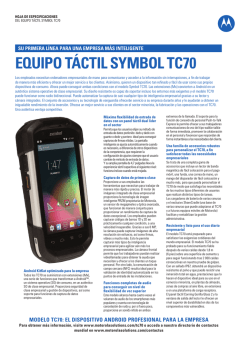 Equipo t&aacute;ctil Symbol TC70 - Motorola Solutions