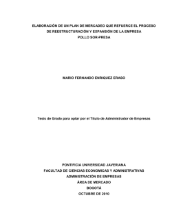 elaboraci&oacute;n de un plan de mercadeo que refuerce el proceso de