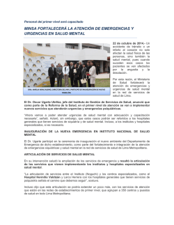 minsa fortalecer&aacute; la atenci&oacute;n de emergencias y urgencias en salud