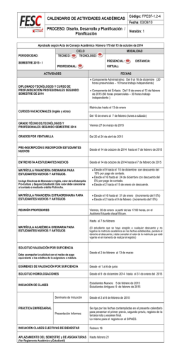 CALENDARIO DE ACTIVIDADES ACAD&Eacute;MICAS PROCESO - FESC