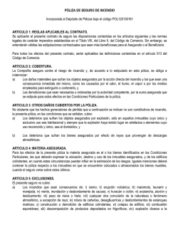 P&Oacute;LIZA DE SEGURO DE INCENDIO Incorporada al - Penta Security