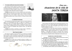 Orar con situaciones de la vida de Santa Teresa - Entretiempo de fe