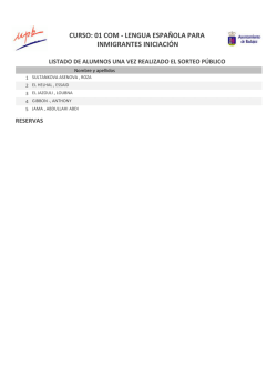 Listado Definitivo de Admitidos y Reservas