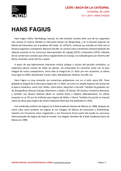 Biograf&iacute;a Hans Fagius - Centro Nacional de Difusi&oacute;n Musical