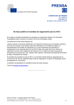Se hace p&uacute;blico el mandato de negociaci&oacute;n para la ATCI