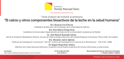 &ldquo;El calcio y otros componentes bioactivos de la leche en la salud