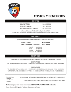 COSTOS Y BENEFICIOS - Academia Euroamericana de F&uacute;tbol